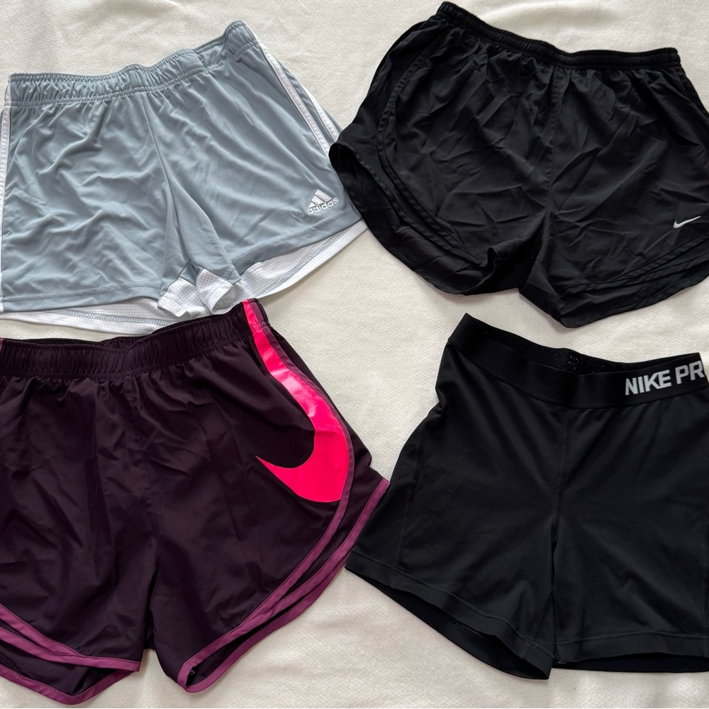 Nike and Adidas Women's Shorts Set - Black, Gray, Pink